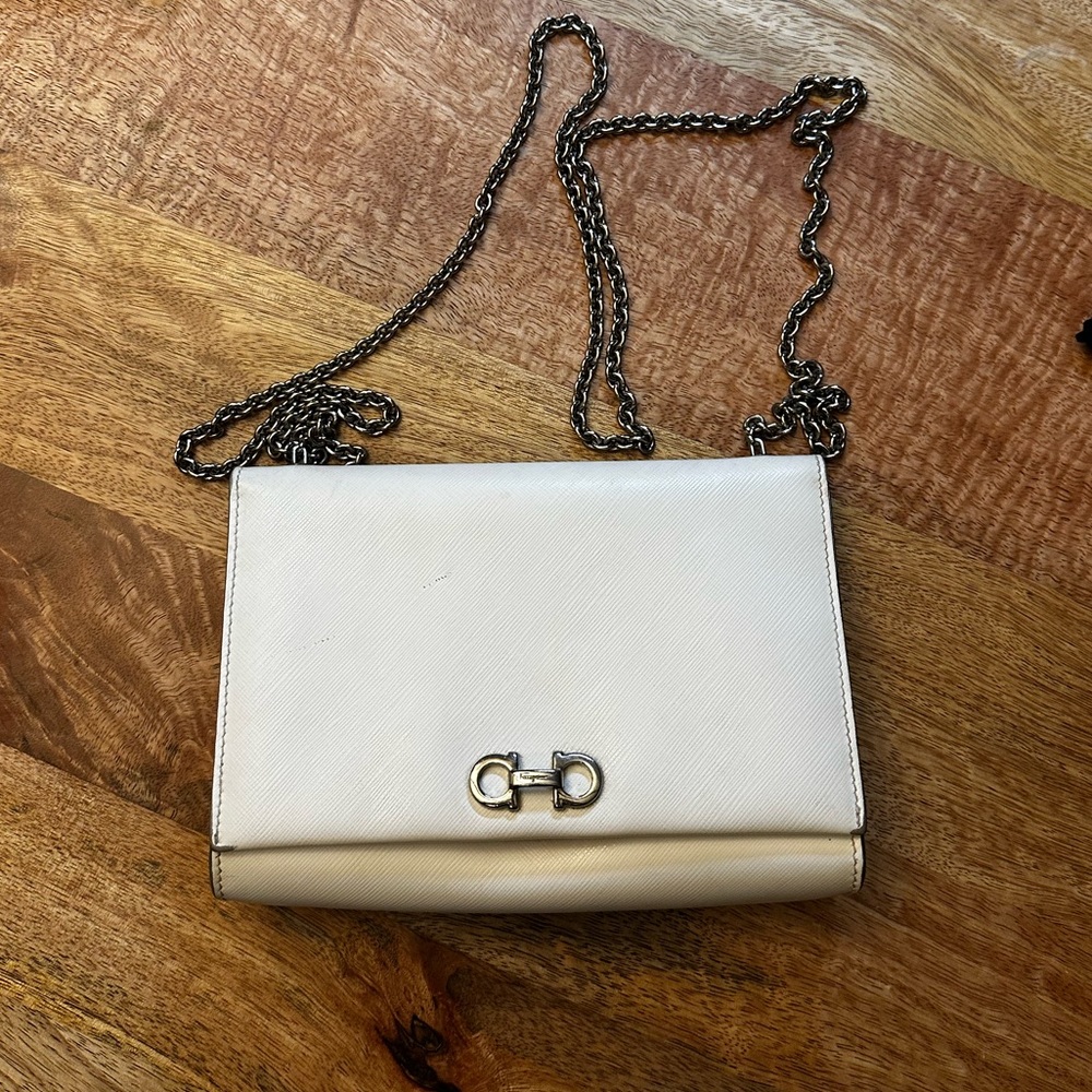 Salvatore Ferragamo white leather cross body bag